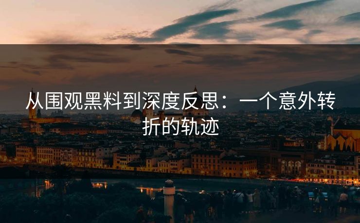 从围观黑料到深度反思：一个意外转折的轨迹