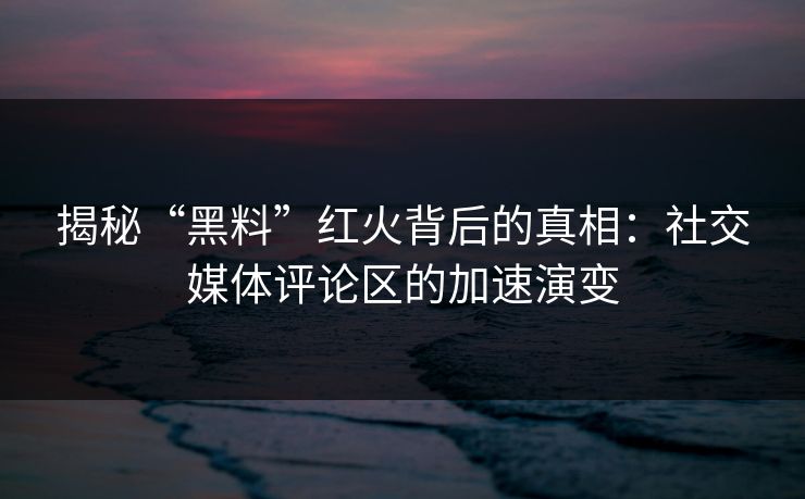 揭秘“黑料”红火背后的真相：社交媒体评论区的加速演变
