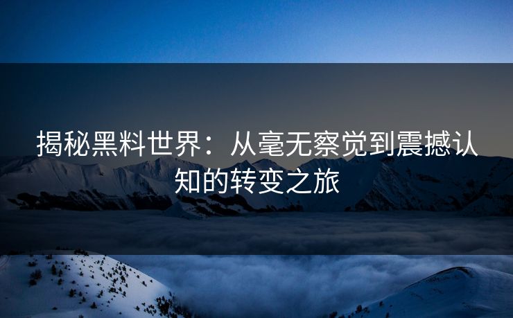 揭秘黑料世界：从毫无察觉到震撼认知的转变之旅