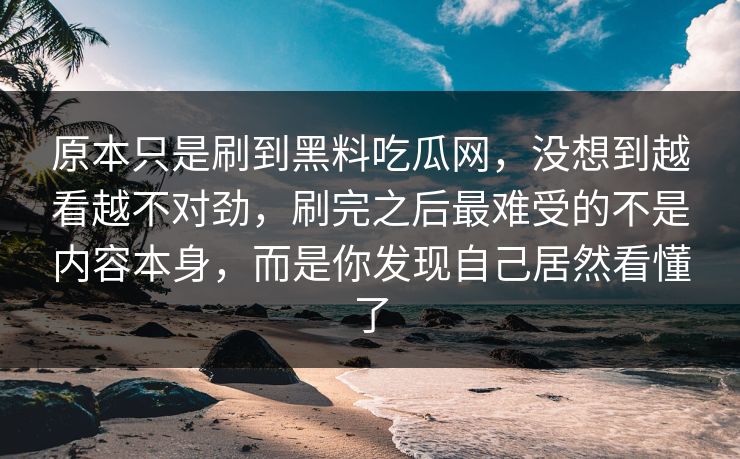 原本只是刷到黑料吃瓜网,没想到越看越不对劲,刷完之后最难受的不是内容本身,而是你发现自己居然看懂了 原本只是刷到黑料吃瓜网,没想到越看越不对劲,刷完之后最难受的不是内容本身,而是你发现自己居然看懂了