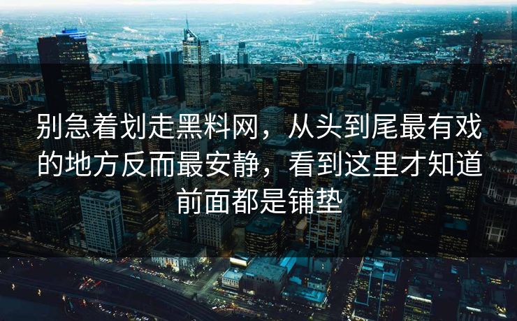 别急着划走黑料网,从头到尾最有戏的地方反而最安静,看到这里才知道前面都是铺垫 别急着划走黑料网,从头到尾最有戏的地方反而最安静,看到这里才知道前面都是铺垫