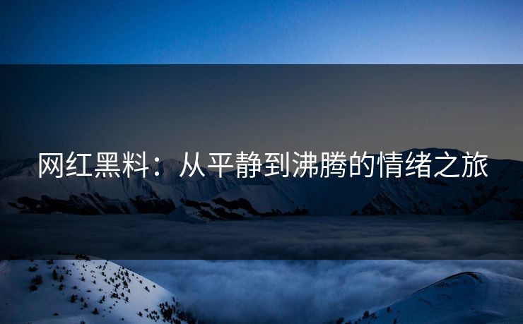 网红黑料:从平静到沸腾的情绪之旅 网红黑料:从平静到沸腾的情绪之旅